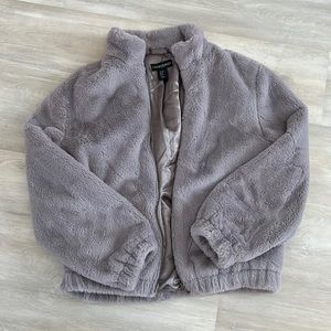 thick lavender cynthia rowley sherpa jacket